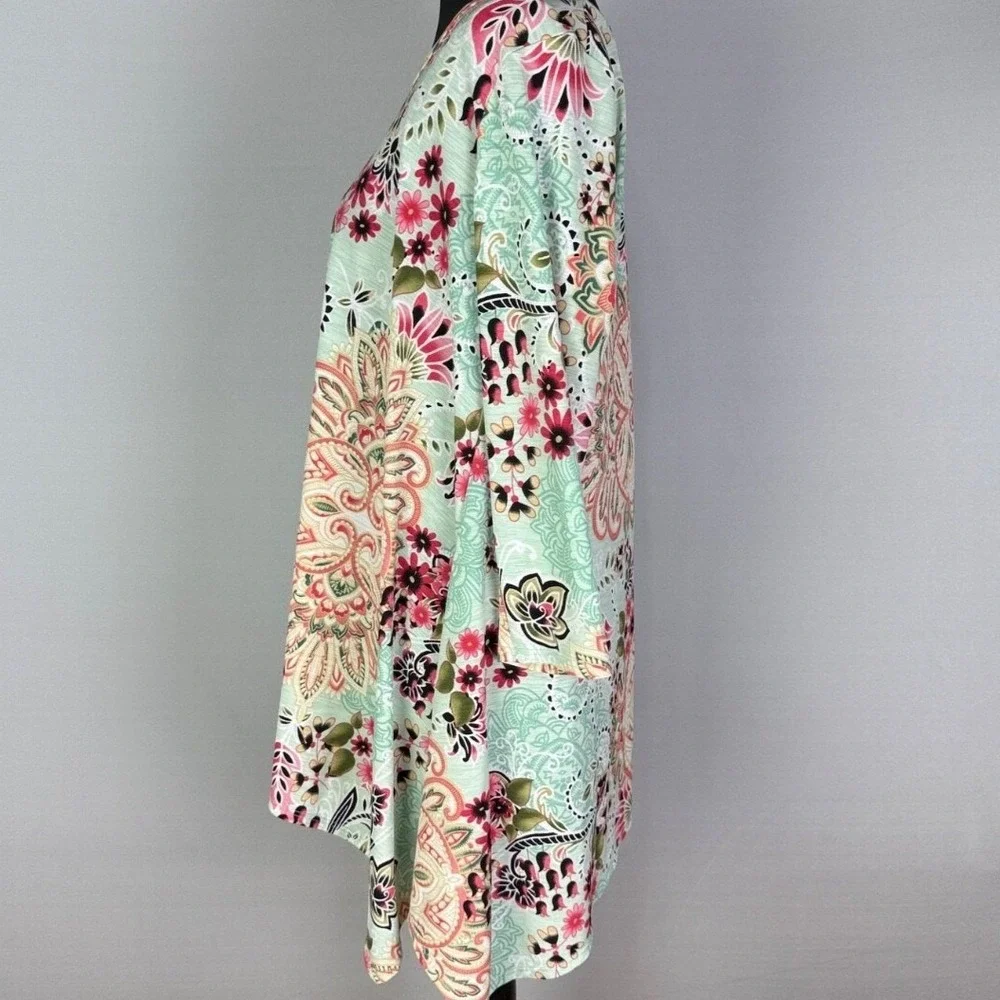 HoneyMe‎ Women's Long-Sleeve Top with Drop Waist Flow  Floral Pattern Size M - Picture 2 of 4
